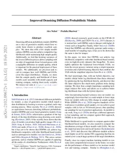 Improved Denoising Diffusion Probabilistic Models