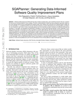 SQAPlanner: Generating Data-Informed Software Quality Improvement Plans