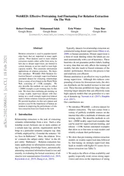 WebRED: Effective Pretraining And Finetuning For Relation Extraction On
  The Web