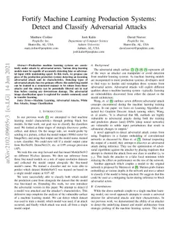 Fortify Machine Learning Production Systems: Detect and Classify
  Adversarial Attacks