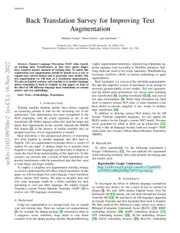 Back Translation Survey for Improving Text Augmentation