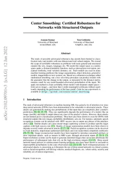 Center Smoothing: Certified Robustness for Networks with Structured
  Outputs