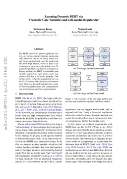 Learning Dynamic BERT via Trainable Gate Variables and a Bi-modal
  Regularizer