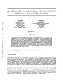Applications of deep learning in traffic congestion detection,
  prediction and alleviation: A survey
