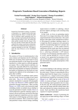 Progressive Transformer-Based Generation of Radiology Reports