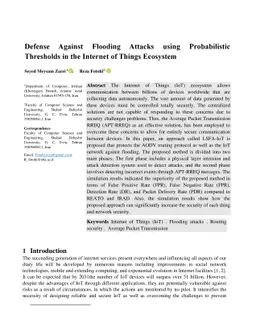 Defense against flooding attacks using probabilistic thresholds in the
  internet of things ecosystem