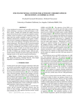 End-to-End Neural Systems for Automatic Children Speech Recognition: An
  Empirical Study