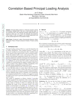 Correlation Based Principal Loading Analysis