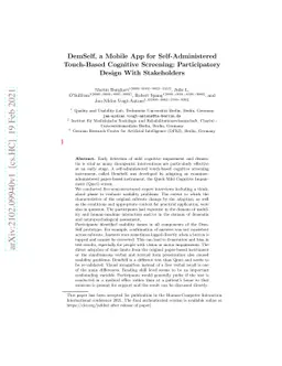 DemSelf, a Mobile App for Self-Administered Touch-Based Cognitive
  Screening: Participatory Design With Stakeholders