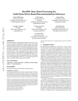 RecSSD: Near Data Processing for Solid State Drive Based Recommendation
  Inference