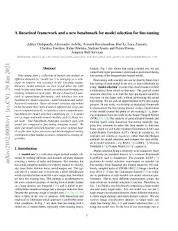 A linearized framework and a new benchmark for model selection for
  fine-tuning
