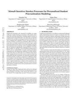 Stimuli-Sensitive Hawkes Processes for Personalized Student
  Procrastination Modeling