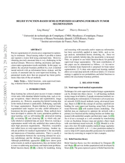 Belief function-based semi-supervised learning for brain tumor
  segmentation
