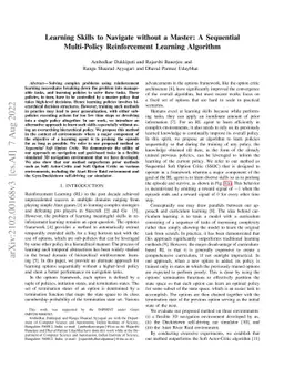 Learning Skills to Navigate without a Master: A Sequential Multi-Policy
  Reinforcement Learning Algorithm