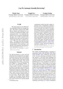 Can We Automate Scientific Reviewing?