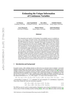 Estimating the Unique Information of Continuous Variables
