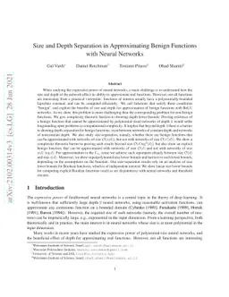 Size and Depth Separation in Approximating Benign Functions with Neural
  Networks