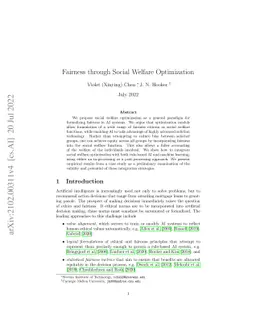 Fairness through Social Welfare Optimization