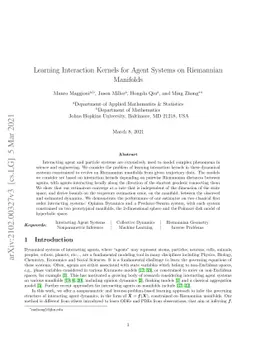 Learning Interaction Kernels for Agent Systems on Riemannian Manifolds
