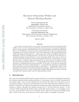 Recurrent Submodular Welfare and Matroid Blocking Bandits