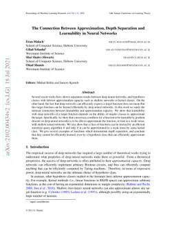 The Connection Between Approximation, Depth Separation and Learnability
  in Neural Networks