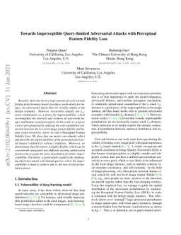 Towards Imperceptible Query-limited Adversarial Attacks with Perceptual
  Feature Fidelity Loss