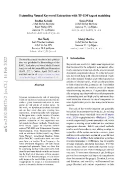 Extending Neural Keyword Extraction with TF-IDF tagset matching