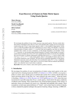 Exact Recovery of Clusters in Finite Metric Spaces Using Oracle Queries