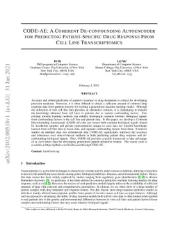CODE-AE: A Coherent De-confounding Autoencoder for Predicting
  Patient-Specific Drug Response From Cell Line Transcriptomics