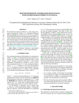 Deep Deterministic Information Bottleneck with Matrix-based Entropy
  Functional