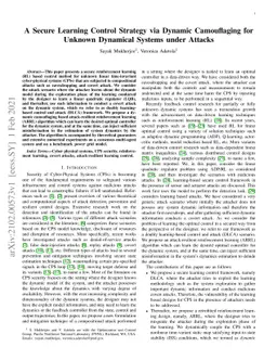 A Secure Learning Control Strategy via Dynamic Camouflaging for Unknown
  Dynamical Systems under Attacks
