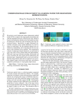 Underwater Image Enhancement via Learning Water Type Desensitized
  Representations