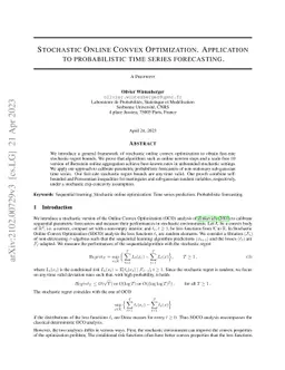 Stochastic Online Convex Optimization. Application to probabilistic time
  series forecasting