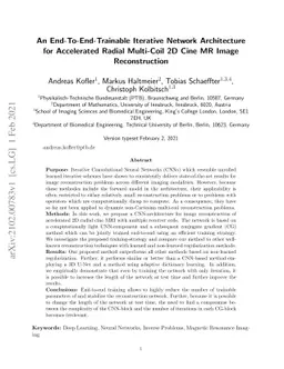 An End-To-End-Trainable Iterative Network Architecture for Accelerated
  Radial Multi-Coil 2D Cine MR Image Reconstruction