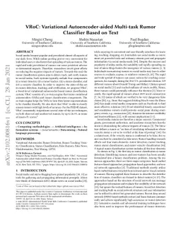 VRoC: Variational Autoencoder-aided Multi-task Rumor Classifier Based on
  Text