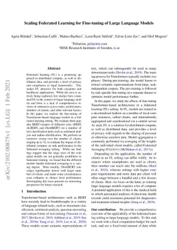 Scaling Federated Learning for Fine-tuning of Large Language Models