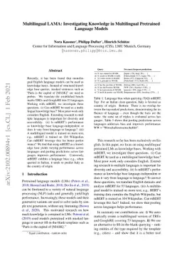 Multilingual LAMA: Investigating Knowledge in Multilingual Pretrained
  Language Models