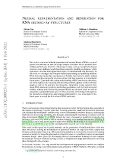 Neural representation and generation for RNA secondary structures