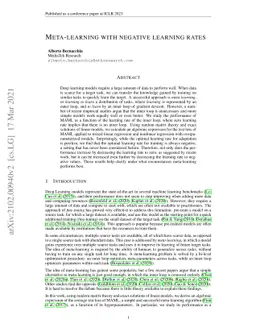 Meta-learning with negative learning rates