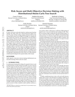 Risk Aware and Multi-Objective Decision Making with Distributional Monte
  Carlo Tree Search