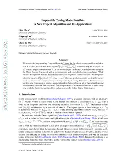 Impossible Tuning Made Possible: A New Expert Algorithm and Its
  Applications