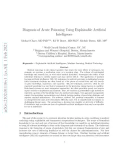 Diagnosis of Acute Poisoning Using Explainable Artificial Intelligence