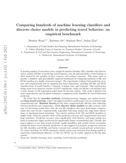 Comparing hundreds of machine learning classifiers and discrete choice models in predicting travel behavior: an empirical benchmark