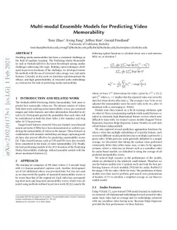 Multi-modal Ensemble Models for Predicting Video Memorability