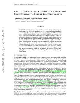 Enjoy Your Editing: Controllable GANs for Image Editing via Latent Space
  Navigation