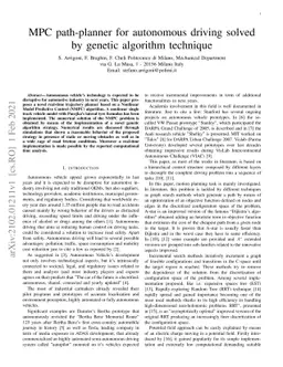 MPC path-planner for autonomous driving solved by genetic algorithm
  technique