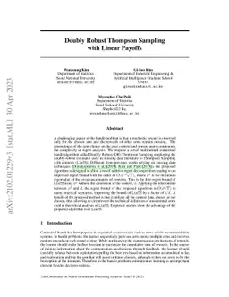 Doubly robust Thompson sampling for linear payoffs