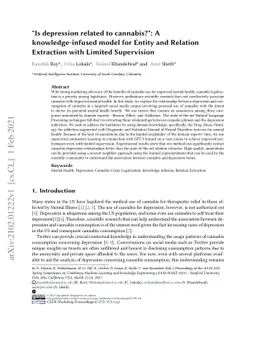 "Is depression related to cannabis?": A knowledge-infused model for
  Entity and Relation Extraction with Limited Supervision