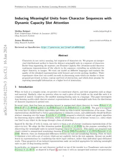 Inducing Meaningful Units from Character Sequences with Dynamic Capacity
  Slot Attention