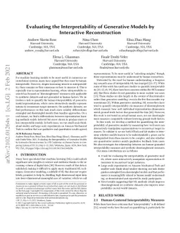 Evaluating the Interpretability of Generative Models by Interactive
  Reconstruction